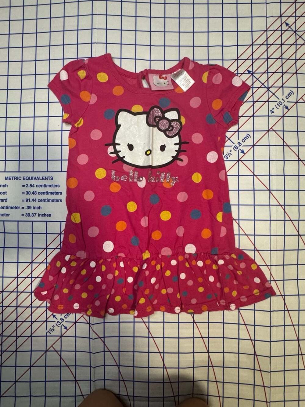 Hello Kitty Pink Polka Dot Ruffle Dress Infant Size 24M